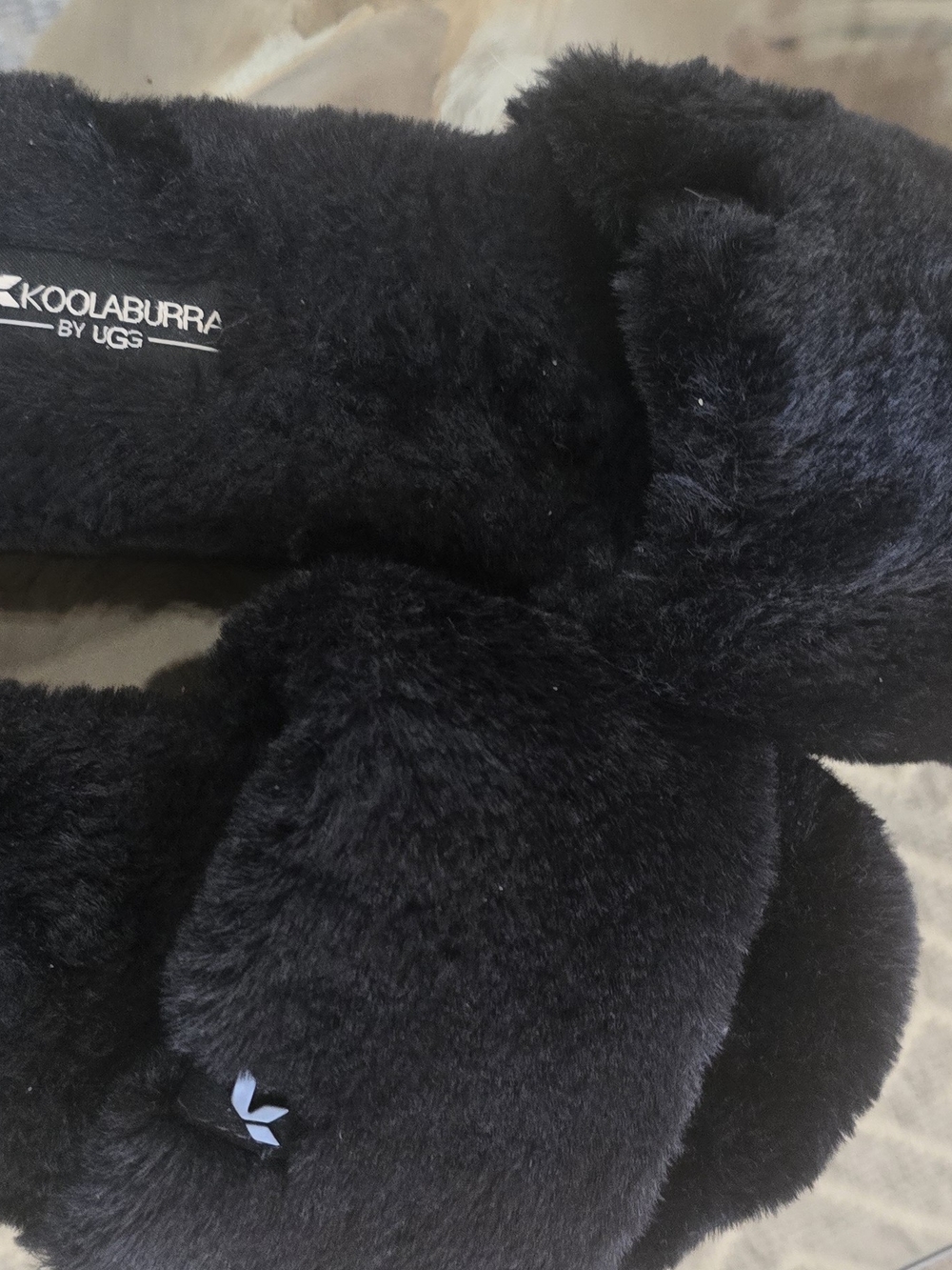 Koolaburra Uggs Black Plush Slip-On Slippers